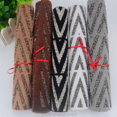 China Double Stones 24*40CM V Shape Hotfix Rhinestone Trimming Mesh For iPhone 4s/5s Decoration Hardliner for sale