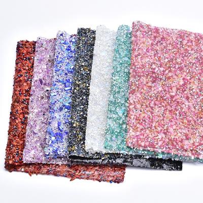 China Flatback A4 Chunky Hot Fix Rhinestone Crystal Multicolor Crushed Stone Bandage Caviar Pearl Self Adhesive Sticker Mesh For Garment for sale