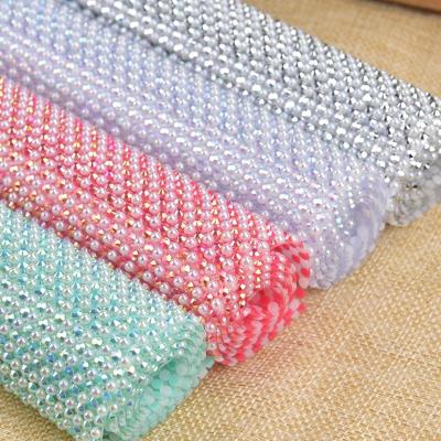 China Hot Pearl Mesh Sticker Applique Flatback 3mm Foil Fix Crystal Rhinestone Flatback Self Adhesive For Wedding Clothes Car Bags Bling Trim for sale