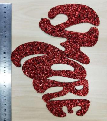 China Letters Shape Rhinestone Laser Cut Glitter Transfer Patches for sale