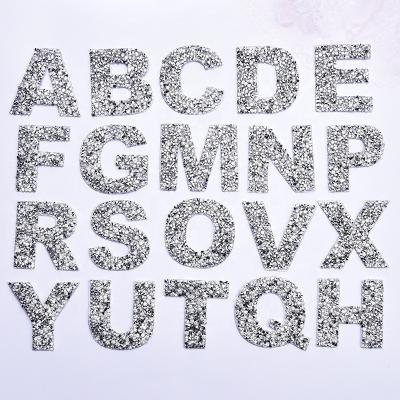 China Resin Crystal Rhinestone Alphabet Letter Flatback Hot-fix Motif Patches Iron On Heat Transfer Applique For Apparel for sale