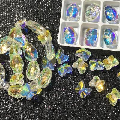 China Loose Glass Rhinestone ab Crystal Butterfly /Ladybug Beetle Flatback Shape Luxury Bead With Hole Sew On Stone For Jewelry Making Garment for sale