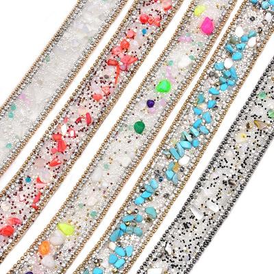 China Hot Fix Flatback 2.5cm Artificial Diamond Trim Iron On Rhinestone Rhinestone Crystal Tape Wrap Roll For Clothes Bags Shoes Tape for sale