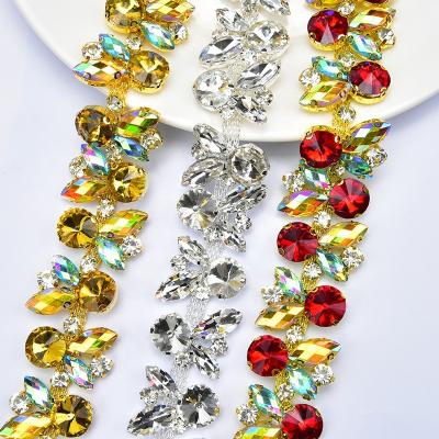 China Flatback Rhinestone Rabbit Head Bling Metal Cup Chain Crystal Flower Trim Ribbon Sew On Clothing Shoes Bags DIY Decoration Accessories for sale