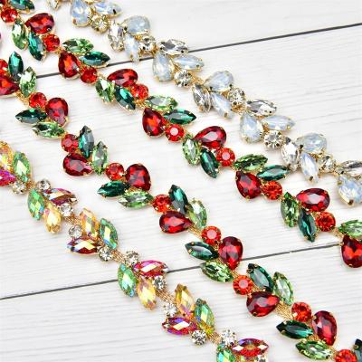 China Flatback Resin Horse Eye Color Rhinestone Color Rhinestone Gold Claw Diamond Chain Crystal Trim DIY Christmas Gift Fancy Dress Accessories for sale