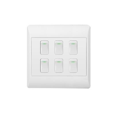 China South Africa 6 Gang 1 Way Good Quality Electric Wall Light Switch R1-011 for sale