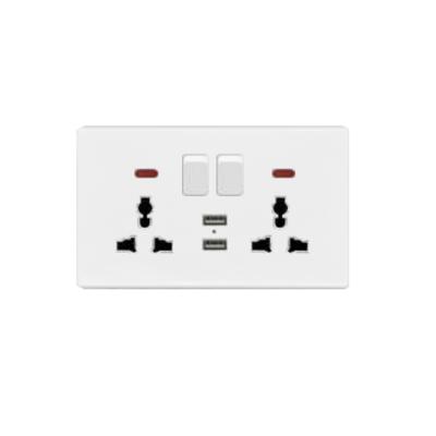 China High Quality PC Electrical Panel 13A 250V UK System UK Switch Electrical Socket With 2 USB Port for sale