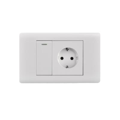 China 16A US Wall Switch Socket 1 Gang 1 Way Residential / Multipurpose Electrical Switch With European Plug for sale