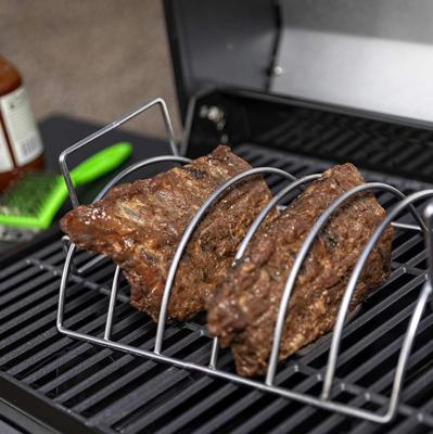 China BBQ Clean Rib Rack Large Easy Use Rib Rack Smoking Rib Racks Heat Resistance 6 Slots For Grilling for sale