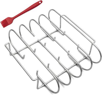 China Easily Cleaned Camping Grilling BBQ Grilling Rib Rack Adjustable Roast Racks Stainless Steel Metal Rib Rack for sale