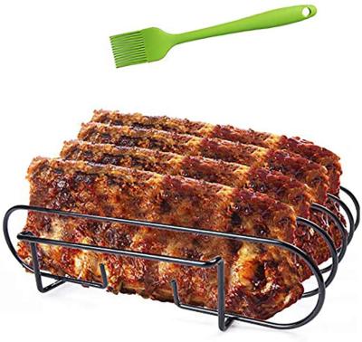 China Easily Cleaned Hot Sale Barbecue Non Stick Rib Roasting Rack Rib Rack Rack For Charcoal Grill Heat Resistant Rack for sale