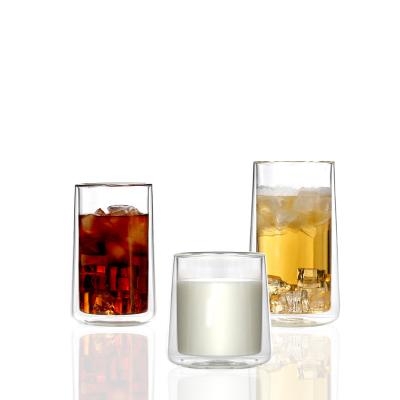 China Borosilicate Glass Coffee Cup Double Wall Viable Wall Juice Mug Beer Glass for sale