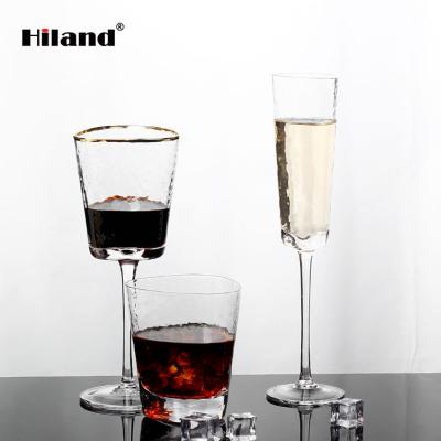 China Can be juice water set good quality vintage champagne flutes glass cup customized wine glass drinking for sale