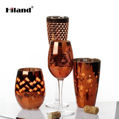 China Can Be Customized High Demand Products For Sale Modern Design Machining Feet Long Tall Champagne Colored Glass Mug for sale