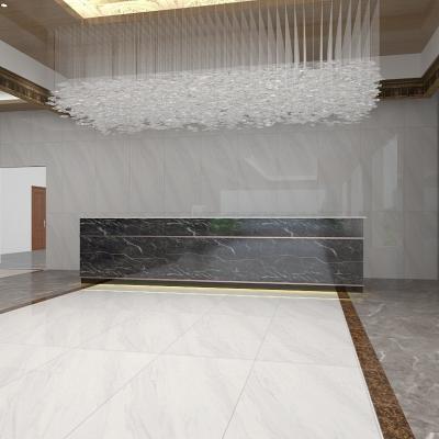 China Glazed Glossy Polished White Marble Lobby Tiles Custom Interior Wall Floor Tiles Design for sale