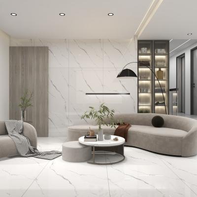 China Large Glazed White Marble Slab Porcelain Metal Tiles Living Room Tiles for sale