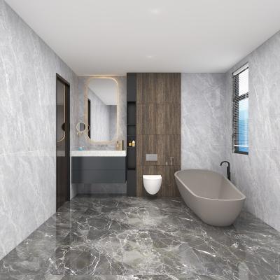 China Glazed Metallic Bathroom Gray Large Slabs Villa Porcelain Tiles Modern Tiles for sale