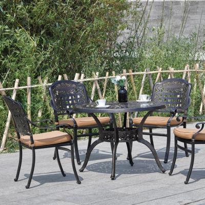 China Good Quality Weather Furniture Outdoor Dining Table And Chairs Set Modern Aluminum Exterior for sale