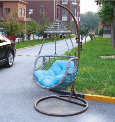 China Strong Outdoor Steel Rattan Swing Chair Swing Chair Patio Garden Swinging Hanging Chair for sale