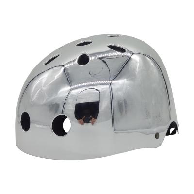 China Helmet metal shinny silver color ABS shell printing skating helmets for sale