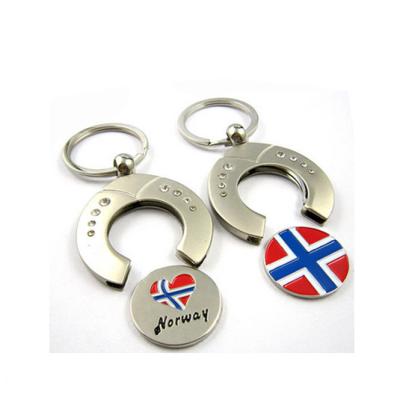 China European Token Trolley Coin Promotional Zinc Alloy / Iron Metal Key Chain Customized Coloring for sale