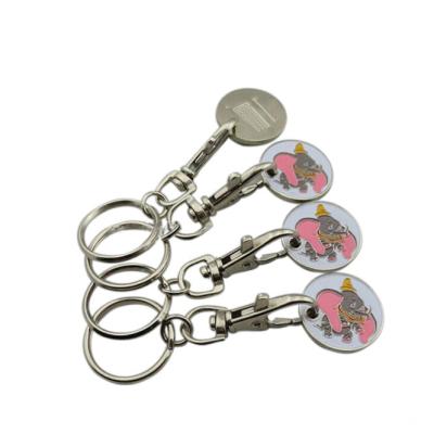 China Metal Customized Shiny Soft Enamel Metal Nickel Token Trolley Coin Key Chain for sale