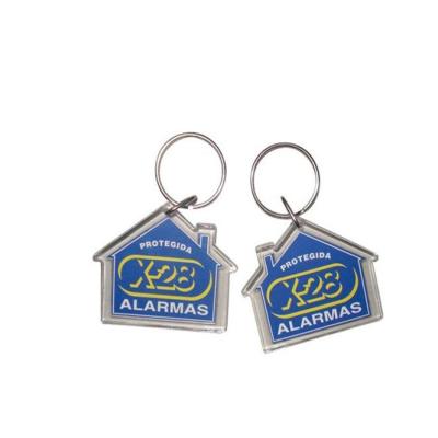 China Souvenir Gifts Promotional House Shaped White Insert Acrylic Photo Key Chain for sale