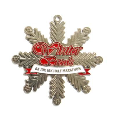 China Custom Snowflake Shape Pendant Europe Medal Running Holiday Medal Awards for sale