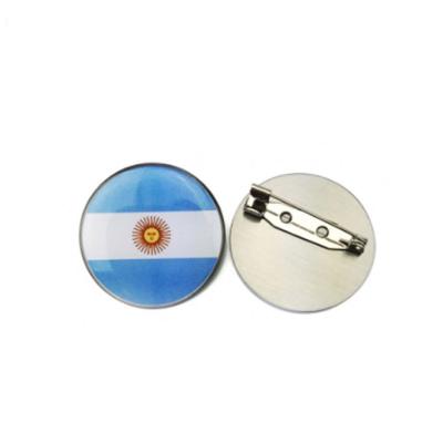 China OEM Europe Epoxy Round Sticker Dome Metal Badge With Safety Pin for sale