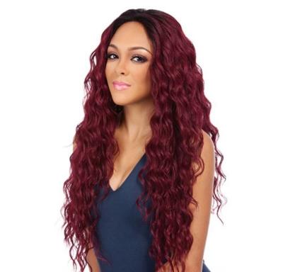 China China Brown Professional Manufacture Synthetic Hair Front Lace Wigs Long Curly Hair Wave Wigs for sale