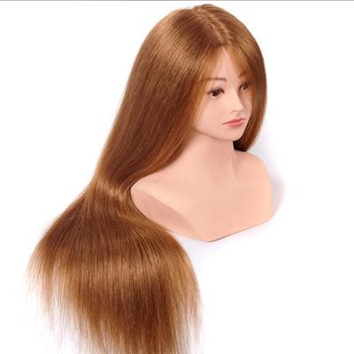 China Silky Straight Wave Hair Head With Shoulder Mannequin With Heads Doll Cosmetology Mannequins Vendido Human Training Mute With Stand for sale