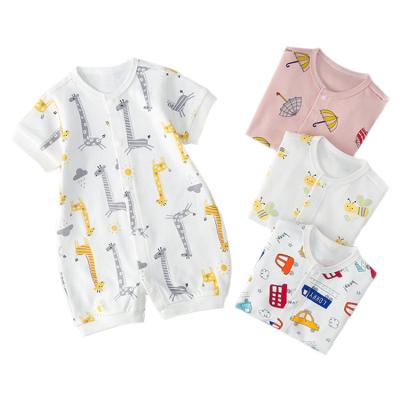 China Hot Selling Comfortable Breathble Homewear Infant Clothes Sheer Cotton Shorts Sleeve Cartoon Romper Baby Overalls for sale