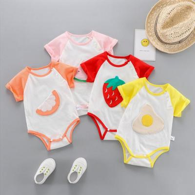 China Comfortable Breathble Newborn Infants Summer Clothes Cute Cartoon Button Cover Up Onesie Baby Rompers Jumpsuit for sale