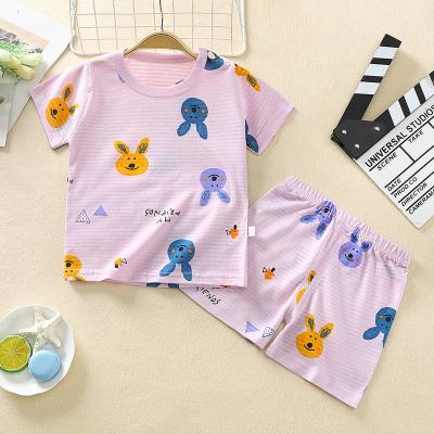 China Good Quality Lovely Breathable Printing Short Sleeve Baby Nightgowns Toddler Kids Pajama Sets for sale