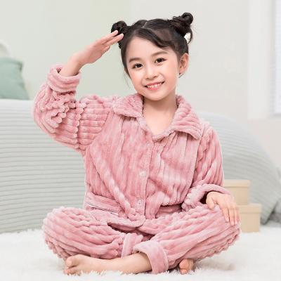 China New Arrival Breathable Winter Home Clothes Warm Thickened Flannel Sleepwear Pajamas Set For Kids for sale