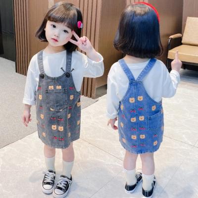 China Wholesale Kids Soft Summer Breathable Outfits Suspender Skirt Denim Overalls For Little Girls for sale