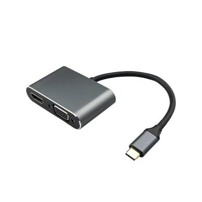 China COMPUTER 4 in 1 USB C HDTV Type C to 4K HDTV Adapter VGA USB3.0 Converter Audio Video PD 87W Fast Charger For Macbook Pro Samsung Huawei for sale