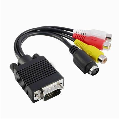 China COMPUTER Hot Selling TV S-Video 3 RCA Splitters PC Computer Audio VGA Adapter to AV Cable Converter for sale