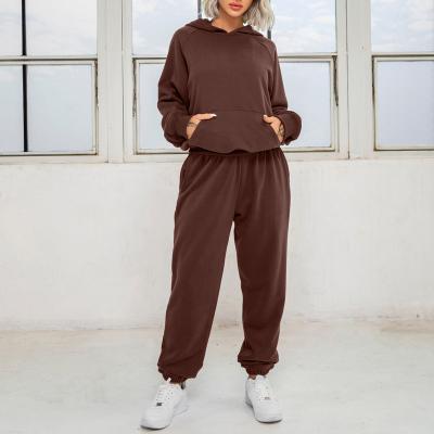 China KZC5820 Anti-Wrinkle Hoodies Women Two Piece Set Sweatpants And Hoodie Custom Logo Hip Hop Women Set Hoodies With Joggers Set for sale