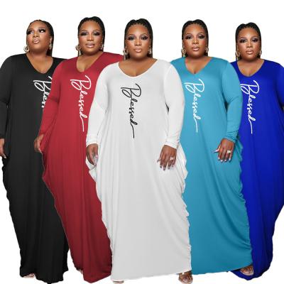 China New Arrival 2022 Viable Maxi Long Dress With Casual Loose Plus Size Dresses Ladies Plus Size Women Clothing for sale