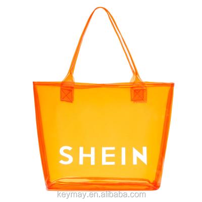 China Brand Convenient Logo Big Day Summer PVC Transparent Beach Tote Bag for sale