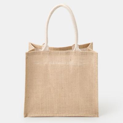 China Custom Natural Burlap Tote Bags With Handle With Full Gusset Grocery Bags Reusable Jute Sack Shopping for sale