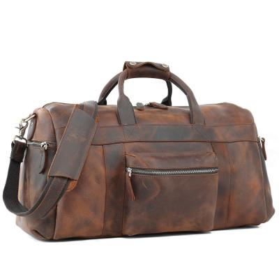 China High-end Portable Large Capacity Men's Fashion Travel Bag Storage Fitness Travel Brown Leather Bag for sale