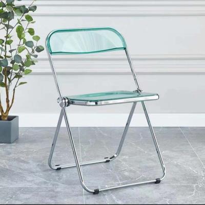 China Contemporary Modern Colorful Wholesale Popular Transparent Folding Chair With Silver Frame Easy Packing For Event for sale