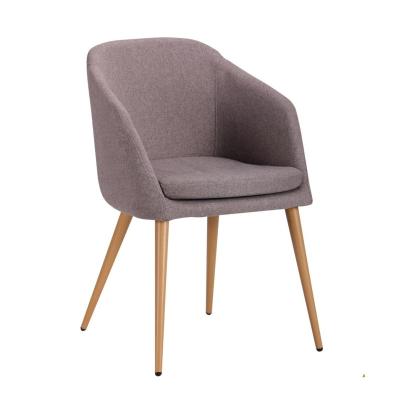 China Modern Nordic Armrest Dining Chair Crafted From Solid Wood And Gray Fabric Comfortable Leisure Chair for sale