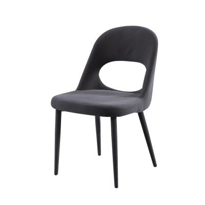 China Modern Popular Dining Chairs Fabric Dining Chair With Black Metal Framed OEM Styles for sale