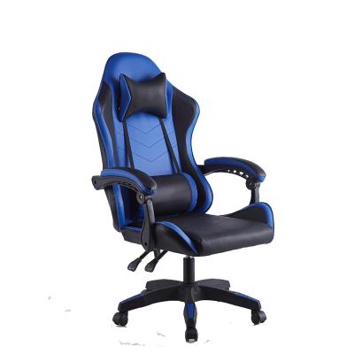 China Adjustable Ergonomic 2D Massage Armrest Leg Massage Racing Blue Computer Rocker Gaming Chair for sale