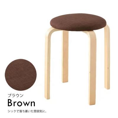 China Colorful Wooden Storage Stool With Fabric Cushion Seat Japanese Style Chair for sale