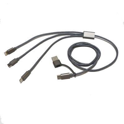 China Convenient PD60W 5V 2A 3 In 1 USB Charging Cable To Type C Lightnings Micro USB Cable Phone Charger Data Cable for sale