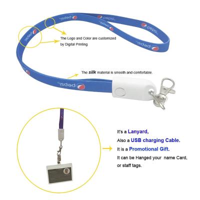 China 2022 Gift Customized Logo Micro USB Cable Lanyard Charging Lanyard Football World Cup Gift Stripes Type C Fast Charging USB Cable for sale